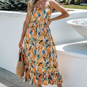 Cupshe ruffled V-neck maxi dress